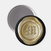Wachs Siegel Monogram Magnet - Gold - Altes Englis (Vorderseite/Rückseite)