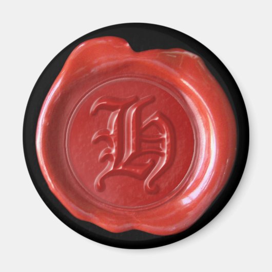 Wachs Siegel Monogram Magnet - Red - Old English - (Vorne)