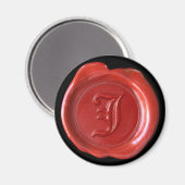 Wachs Siegel Monogram Magnet - Red - Old English - (Vorderseite/Rückseite)