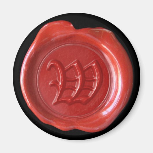 Wachs Siegel Monogram Magnet - Red - Old English - (Vorne)