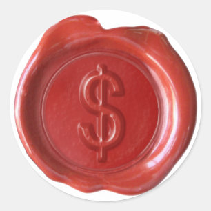 Wachs Siegel Monogram - Red - Bold $ - Runder Aufkleber