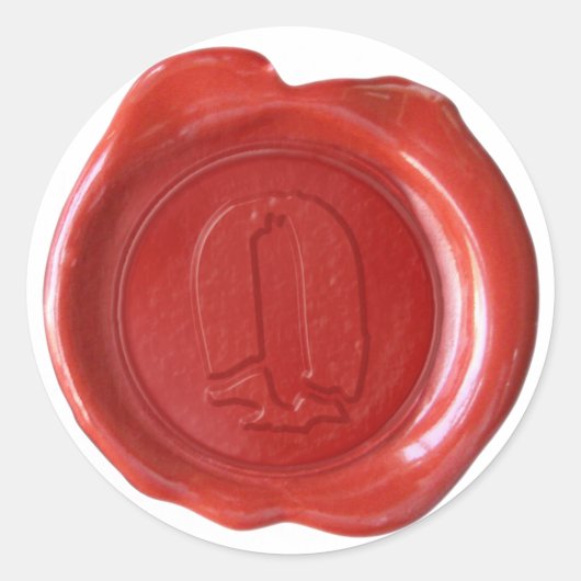 Wachs Siegel Monogram - Red - Boulder O - Runder Aufkleber (Vorderseite)