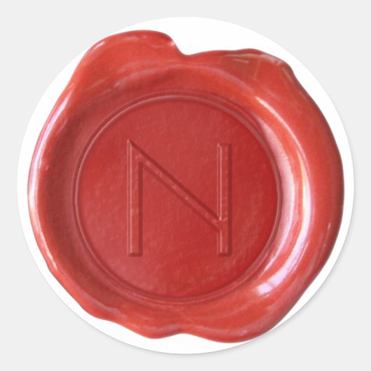 Wachs Siegel Monogram - Red - ModernSlim N - Runder Aufkleber (Vorderseite)