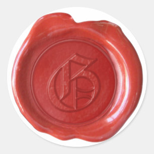 Wachs Siegel Monogram - Red - Old English - Letter Runder Aufkleber