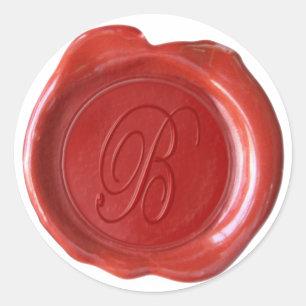 Wachs Siegel Monogram - Red - Script B- Runder Aufkleber