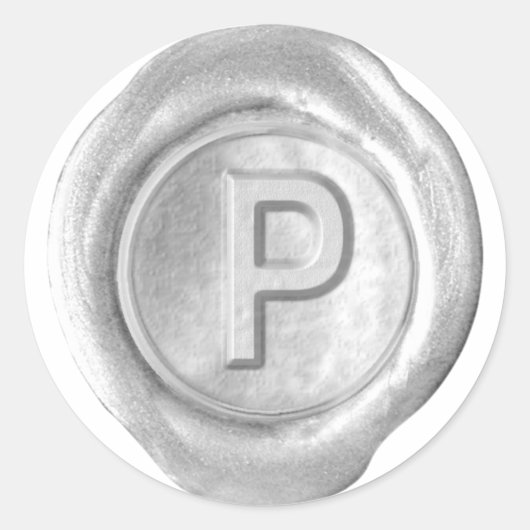 Wachs Siegel Monogram - Silver - Bold P - Runder Aufkleber (Vorderseite)