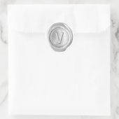 Wachs Siegel Monogram - Silver - Bold V - - Runder Aufkleber (Tasche)