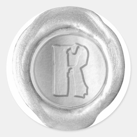 Wachs Siegel Monogram - Silver - Boulder R - Runder Aufkleber (Vorderseite)