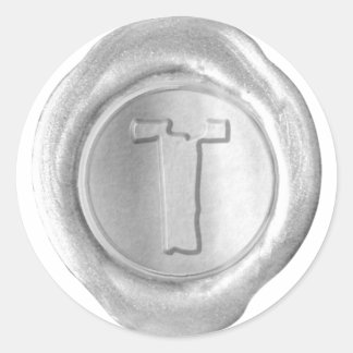 Wachs Siegel Monogram - Silver - Boulder T - Runder Aufkleber