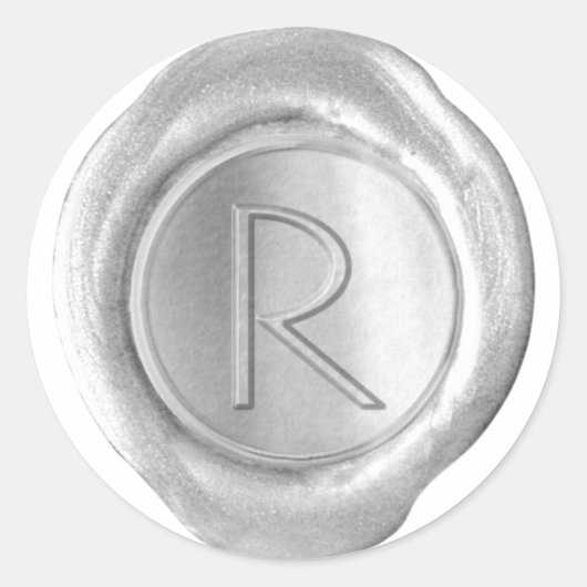 Wachs Siegel Monogram - Silver - ModernSlim R - Runder Aufkleber (Vorderseite)