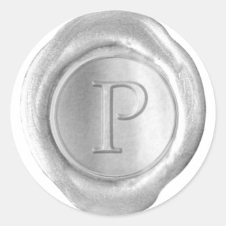 Wachs Siegel Monogram - Silver - Serif P - Runder Aufkleber