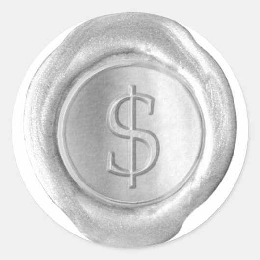 Wachs Siegel Monogram - Silver - Serif $ - Runder Aufkleber (Vorderseite)