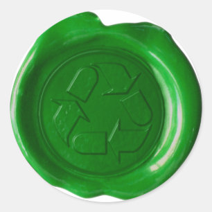 Wachs-Siegel-Monogramm - Dunkelgrün - Recycling-Sy Runder Aufkleber