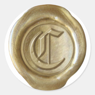 Wachs Siegel Monogramm - Gold - Altenglisch - Buch Runder Aufkleber
