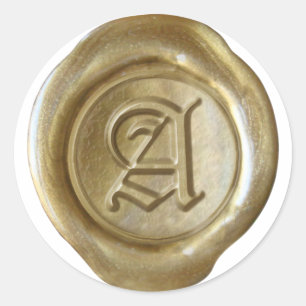 Wachs Siegel Monogramm - Gold - Altenglisch - Buch Runder Aufkleber