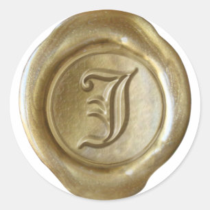Wachs Siegel Monogramm - Gold - Altenglisch - Buch Runder Aufkleber