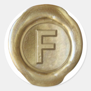 Wachs-Siegel-Monogramm - Gold - Fett F - Runder Aufkleber