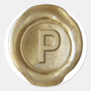 Wachs-Siegel-Monogramm - Gold - Fette P - Runder Aufkleber