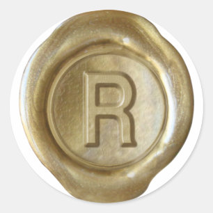 Wachs-Siegel-Monogramm - Gold - Fette R - Runder Aufkleber