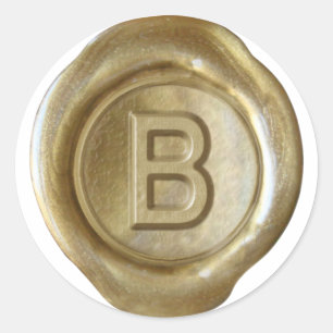 Wachs-Siegel-Monogramm - Gold - Fettes B - Runder Aufkleber