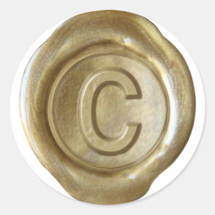 Wachs-Siegel-Monogramm - Gold - Fettes C - Runder Aufkleber