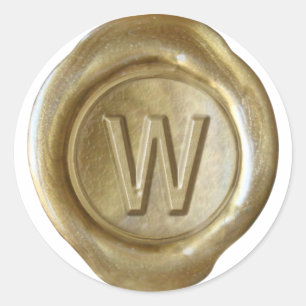 Wachs Siegel Monogramm - Gold - Fettes W - Runder Aufkleber