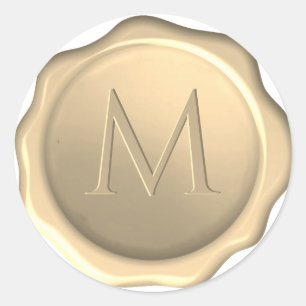 Wachs Siegel Monogramm Gold Präge Anfangsbuchstabe Runder Aufkleber