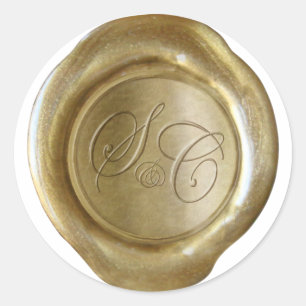 Wachs-Siegel-Monogramm - Gold - S&C - Charmaine Cu Runder Aufkleber