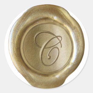 Wachs Siegel Monogramm - Gold - Schrift C - Runder Aufkleber