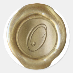 Wachs-Siegel-Monogramm - Gold - Schrift O - Runder Aufkleber