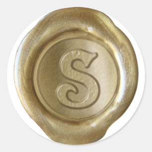 Wachs Siegel Monogramm - Gold - Viktorianisch S - Runder Aufkleber