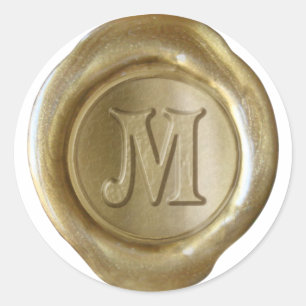 Wachs-Siegel-Monogramm - Gold - viktorianisches M  Runder Aufkleber