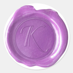 Wachs-Siegel-Monogramm - Juah Helllila2 - K - Runder Aufkleber