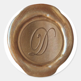 Wachs Siegel Monogramm - Kupfer - Schrift D - Runder Aufkleber