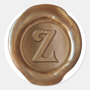 Wachs Siegel Monogramm - Kupfer - Viktorianisch Z Runder Aufkleber
