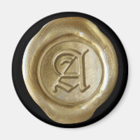 Wachs-Siegel-Monogramm-Magnet - Gold - altes
