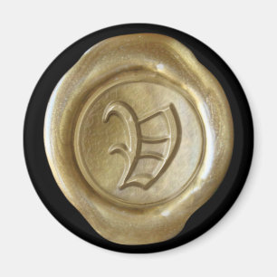Wachs-Siegel-Monogramm-Magnet - Gold - altes Magnet