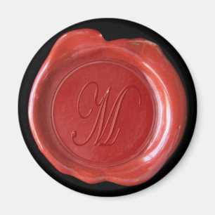 Wachs-Siegel-Monogramm-Magnet - Rot - Skript-Art - Magnet