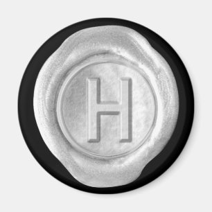 Wachs-Siegel-Monogramm-Magnet - Silber - Fetter St Magnet