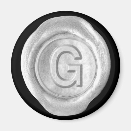 Wachs-Siegel-Monogramm-Magnet - Silber - Fetter St Magnet (Vorne)