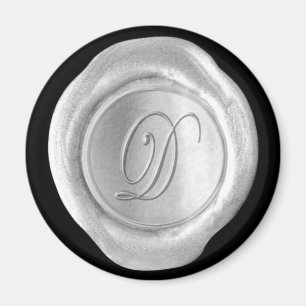 Wachs-Siegel-Monogramm-Magnet - Silber - Magnet
