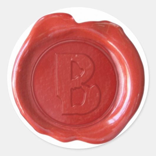 Wachs Siegel Monogramm - Rot - Boulder B - Runder Aufkleber (Vorderseite)