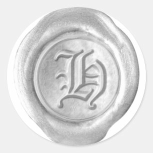 Wachs Siegel Monogramm - Silber - Altenglisch H - Runder Aufkleber