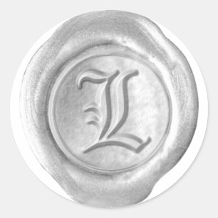 Wachs Siegel Monogramm - Silber - Altenglisch L - Runder Aufkleber
