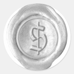 Wachs Siegel Monogramm - Silber - Altenglisch $ - Runder Aufkleber