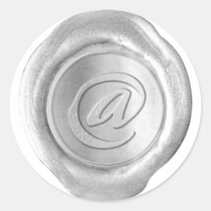 Wachs-Siegel-Monogramm - Silber - Künstlerisch @ - Runder Aufkleber