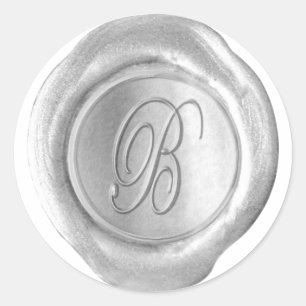 Wachs Siegel Monogramm - Silber - Schrift B - Runder Aufkleber
