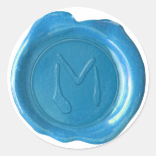 Wachs-Siegel-Monogramm - True Blue - M - Runder Aufkleber