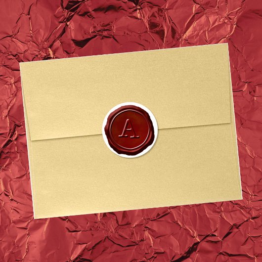 Wachs Siegel Red Monogram Intial Runder Aufkleber