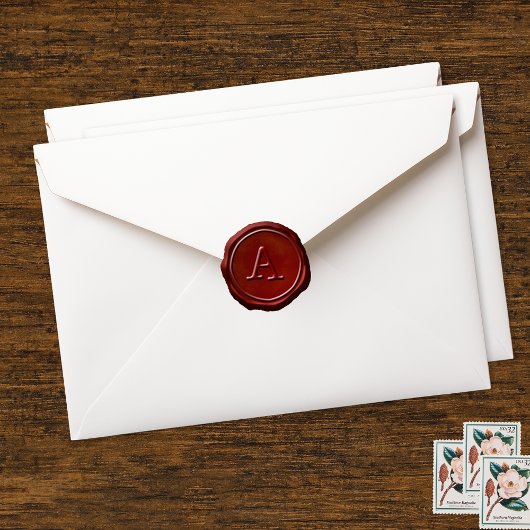 Wachs Siegel Red Monogram Intial Runder Aufkleber